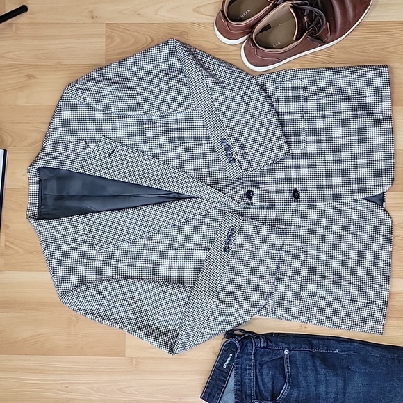 Hickey Freeman VINTAGE 100% Wool Plaid Suit Jacket - Picture 2 of 9